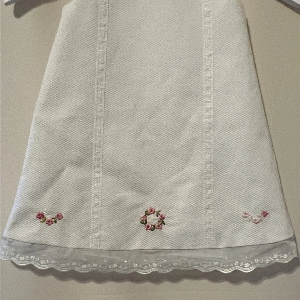 Luli & Me Timeless A Line white pique dress w/pink embroidery and bows size 6M - Picture 3 of 11